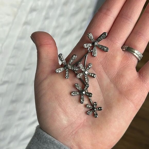 Pewter Tone Flower Cluster Statement Necklace - Picture 5 of 5